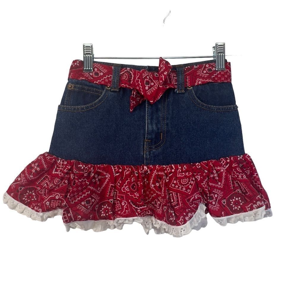 Nwt Kiddie Korral Bandana Denim Skirt Girls Size 6